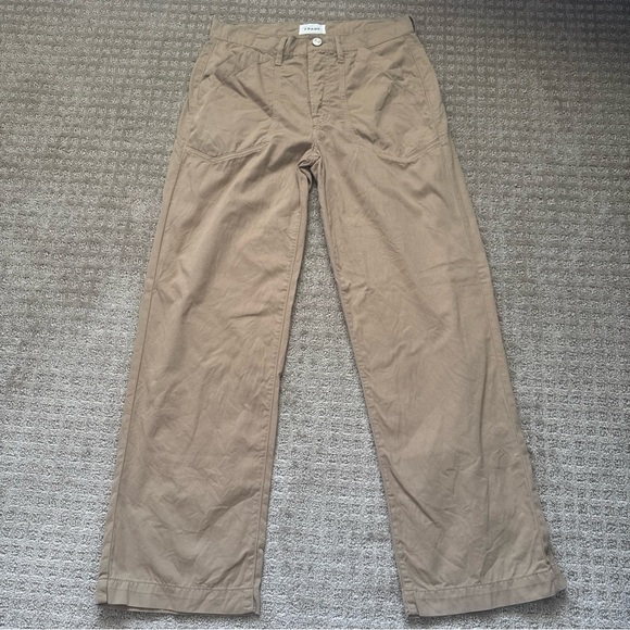 FRAME Utility Chino Pants Khaki Size 27 Women's Straight Leg - Picture 1 of 11